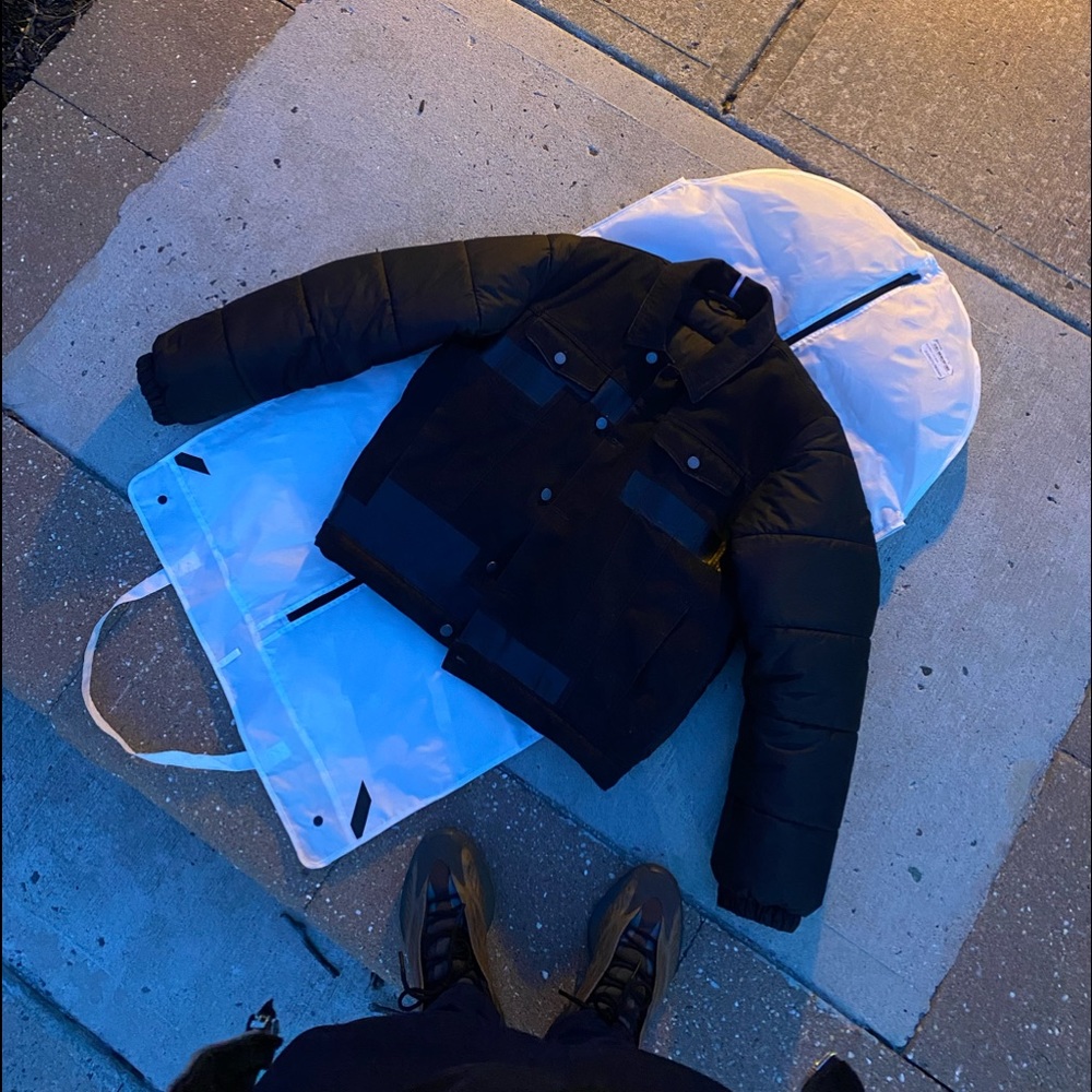 Alexander McQueen "Mcq" black denim puffa hybrid jacket